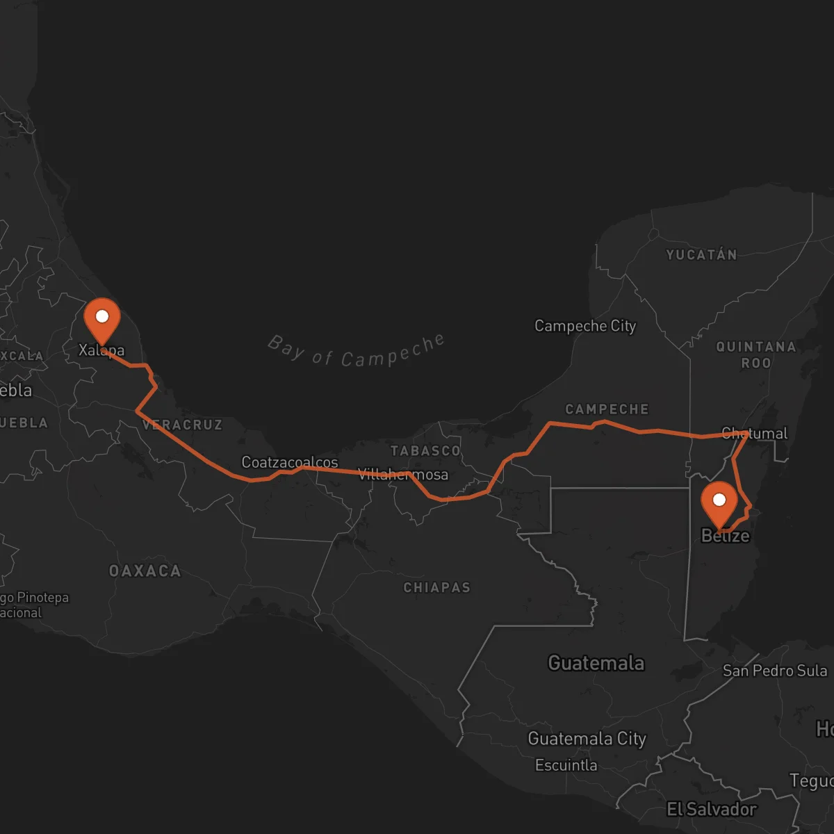 Ruta Belmopan - Xalapa
