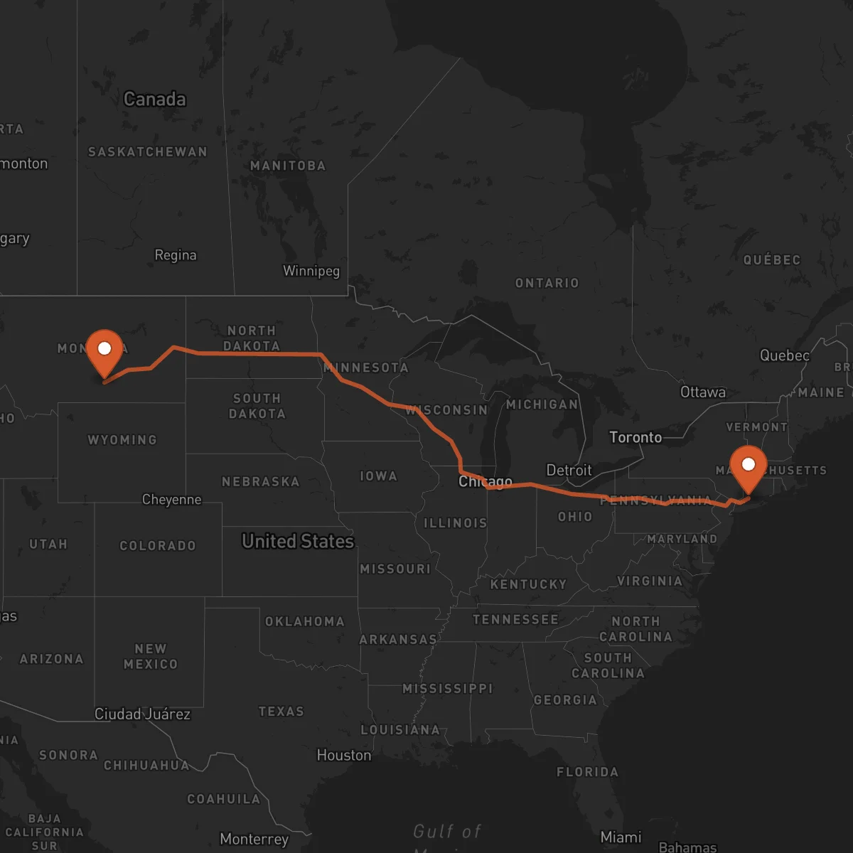 Ruta Bridgeport - Billings