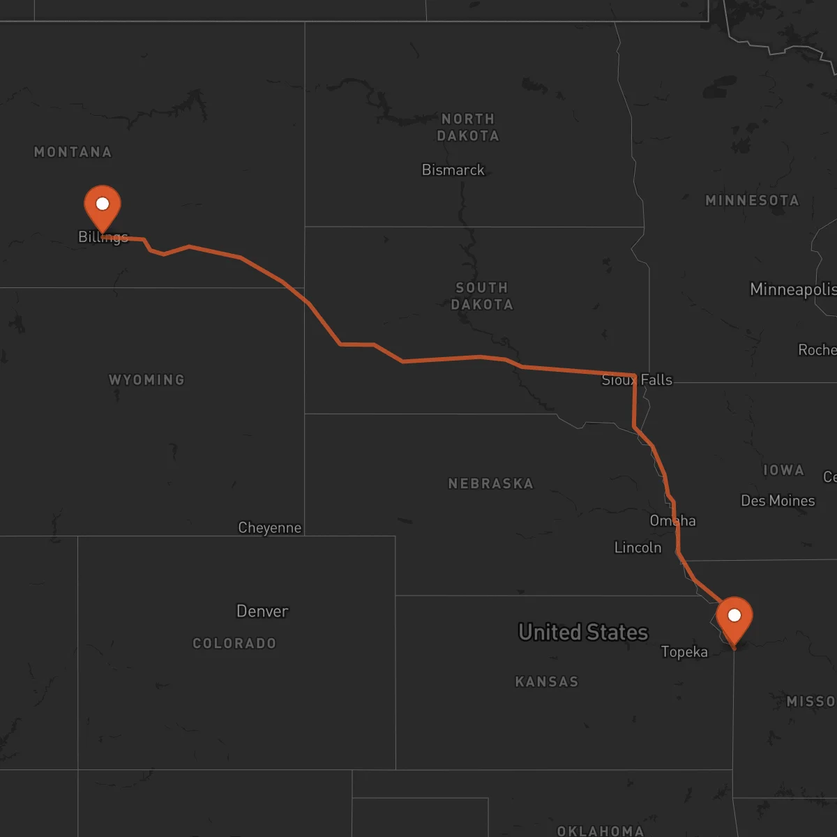 Ruta Kansas City - Billings