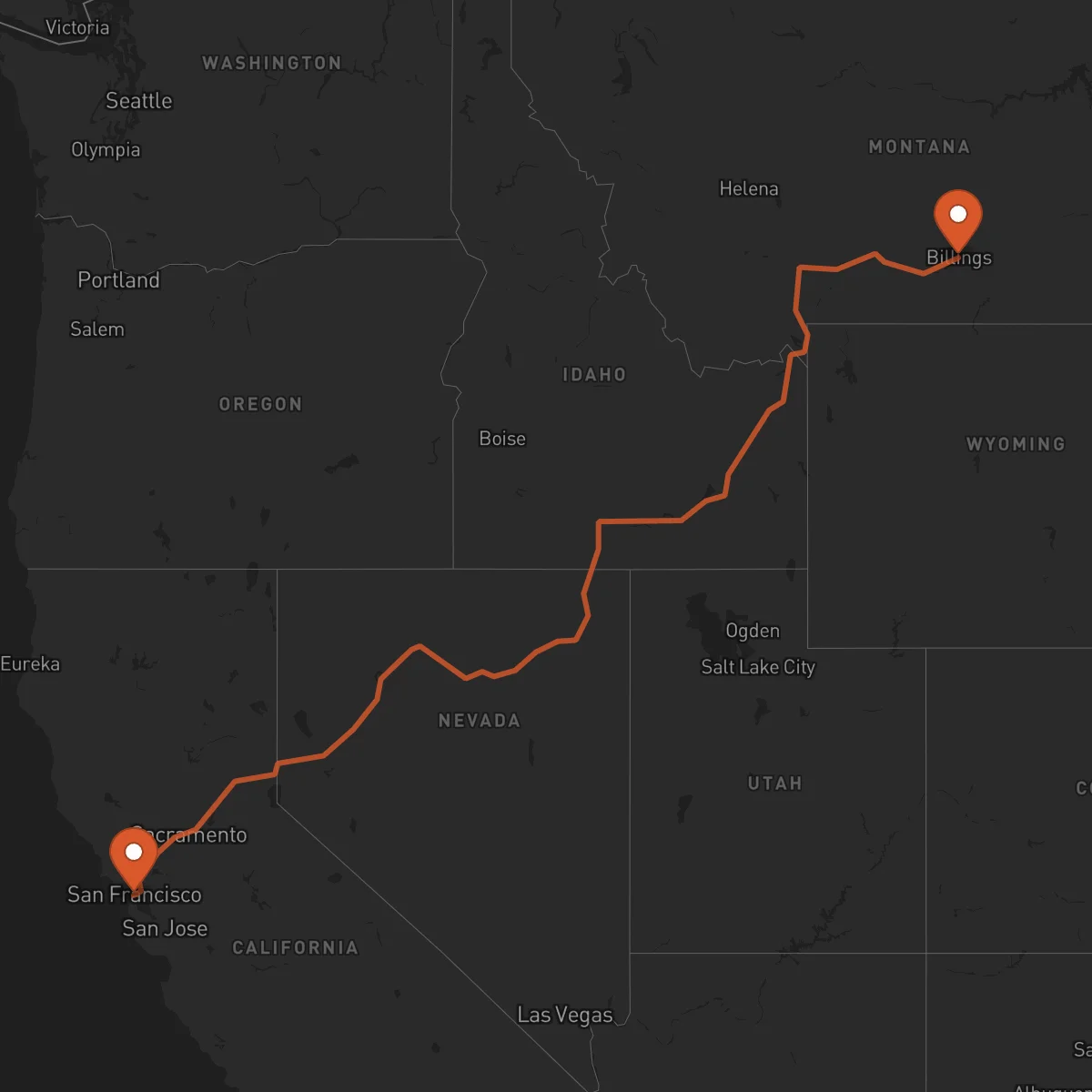 Ruta San Francisco - Billings
