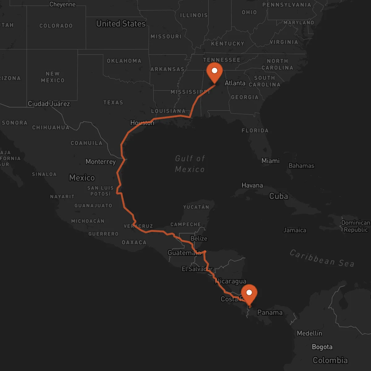 Ruta Birmingham - Bocas del Toro