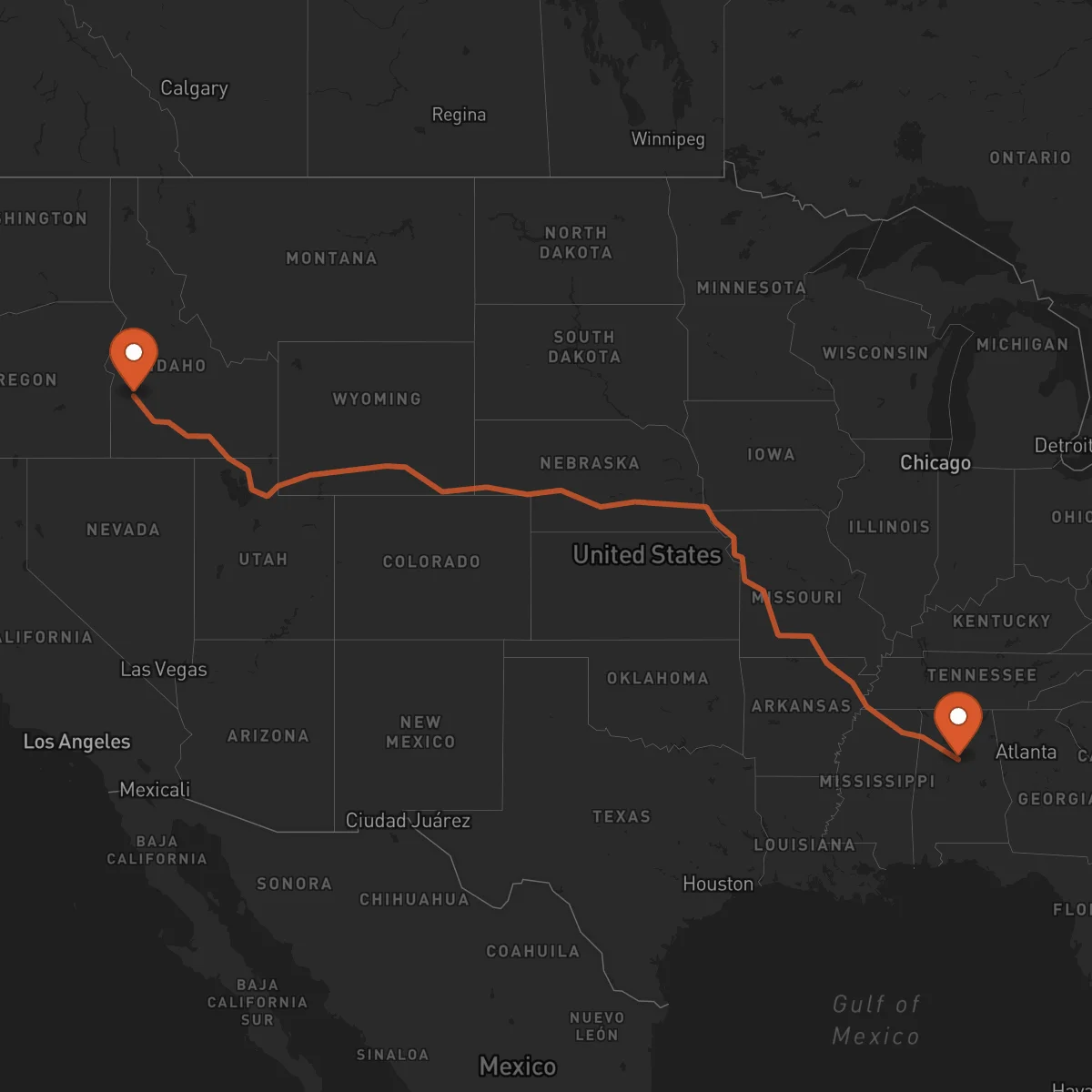 Ruta Birmingham - Boise