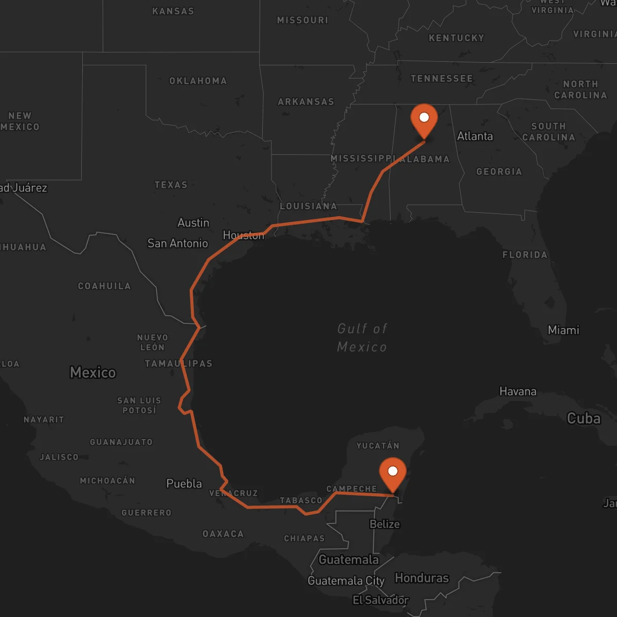 Ruta Birmingham - Chetumal
