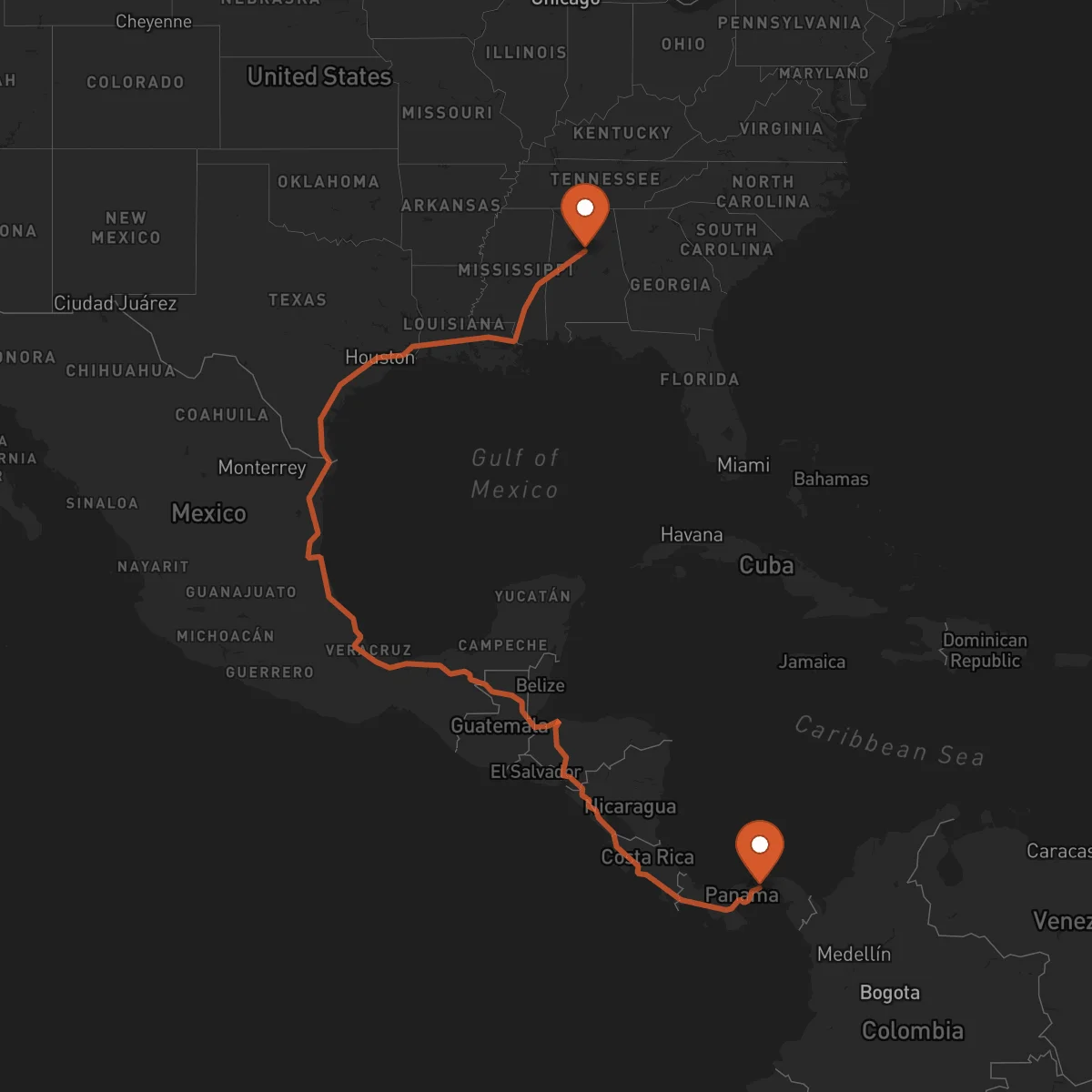 Ruta Panama - Birmingham