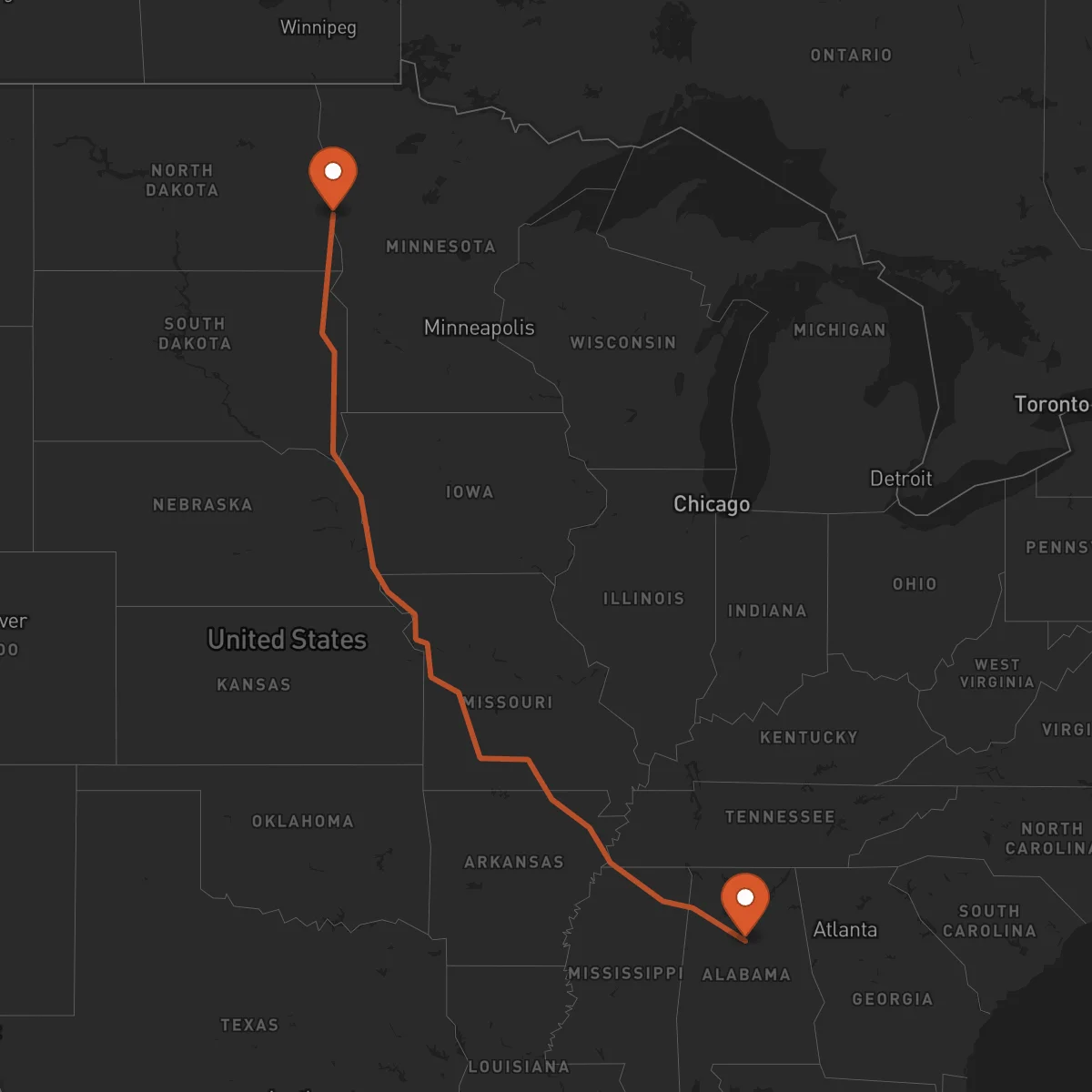 Ruta Birmingham - Fargo