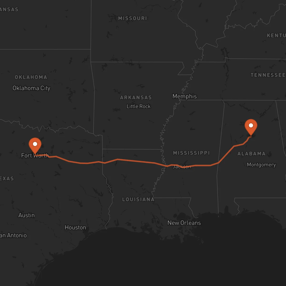 Ruta Birmingham - Fort Worth