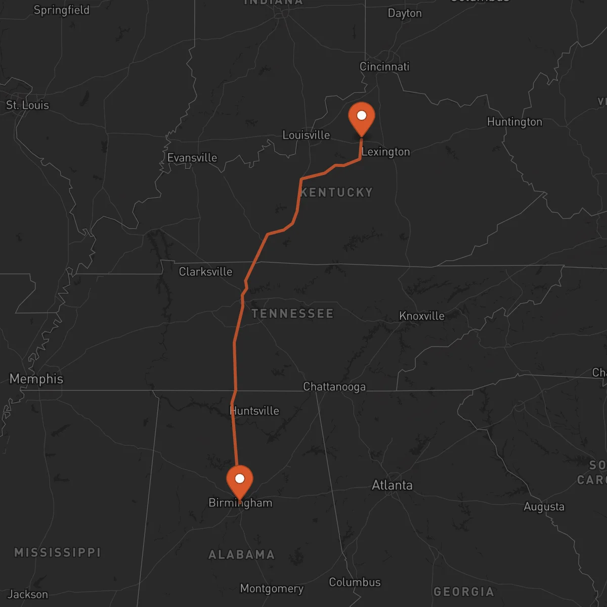 Ruta Frankfort - Birmingham