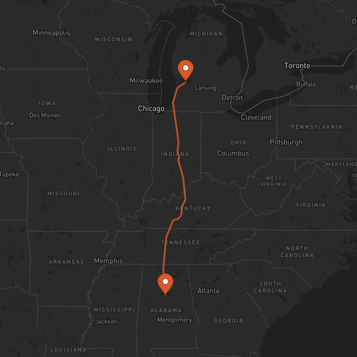 Ruta Grand Rapids - Birmingham