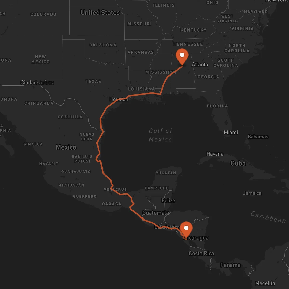 Ruta Birmingham - Managua