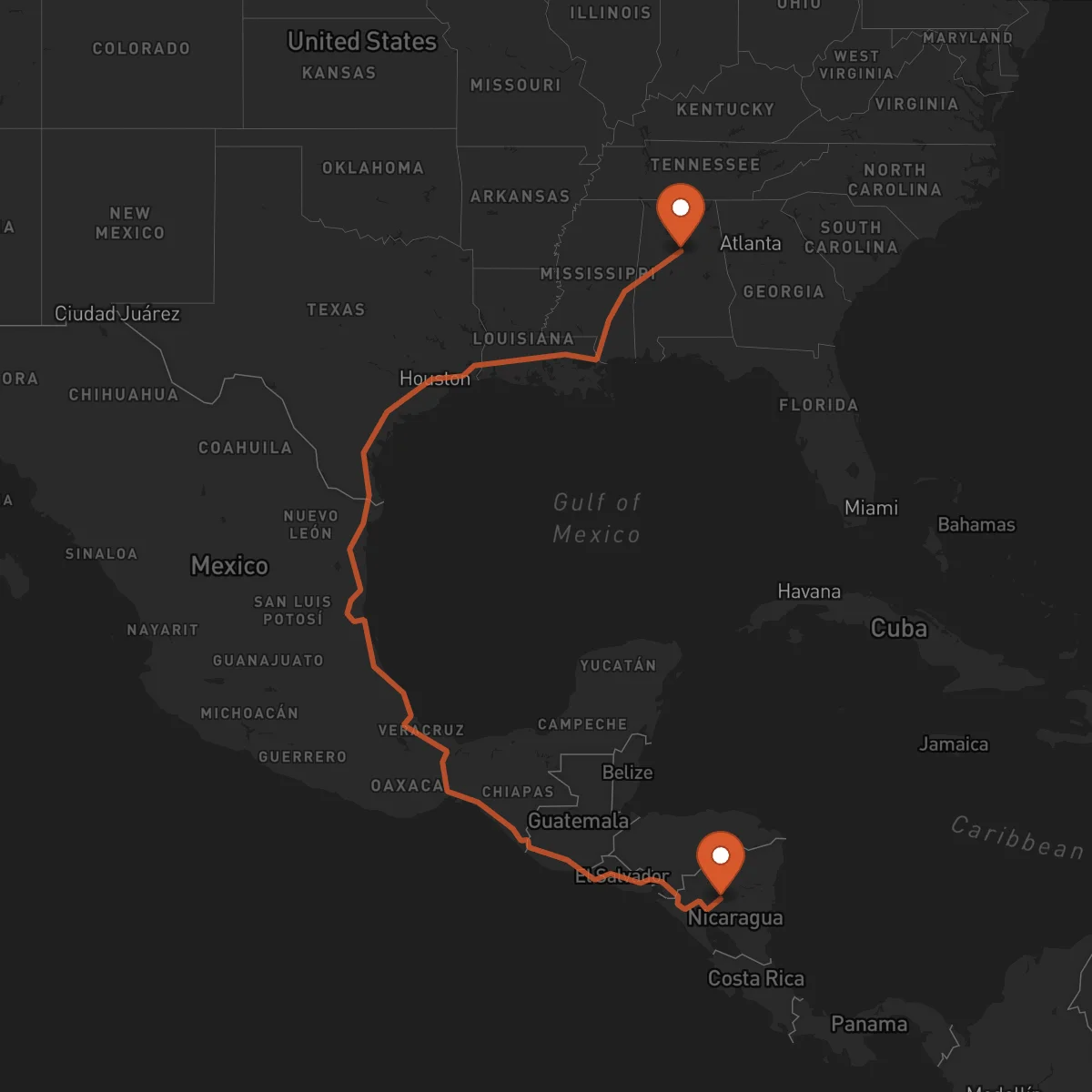Ruta Birmingham - Matagalpa