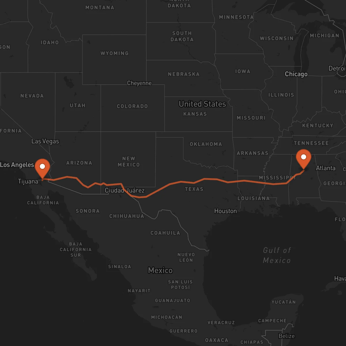 Ruta Mexicali - Birmingham