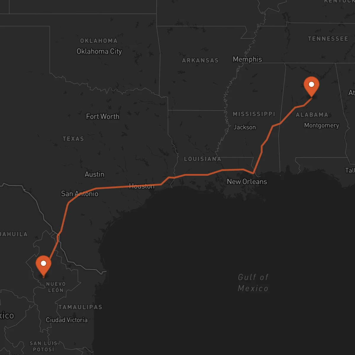 Ruta Monterrey - Birmingham