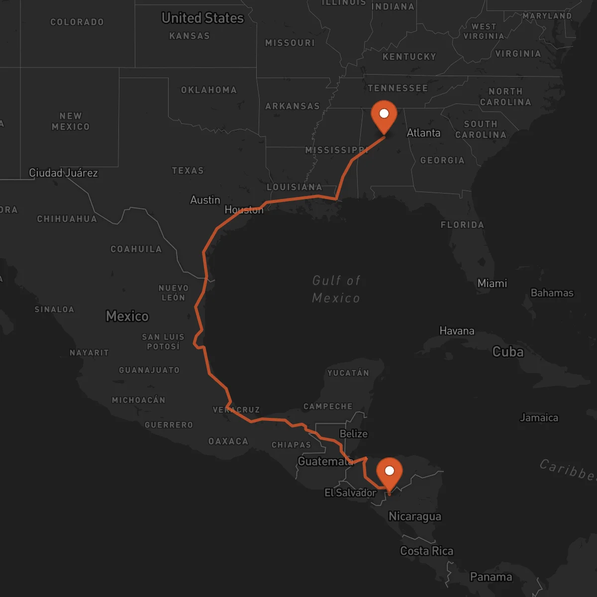 Ruta Ocotal - Birmingham