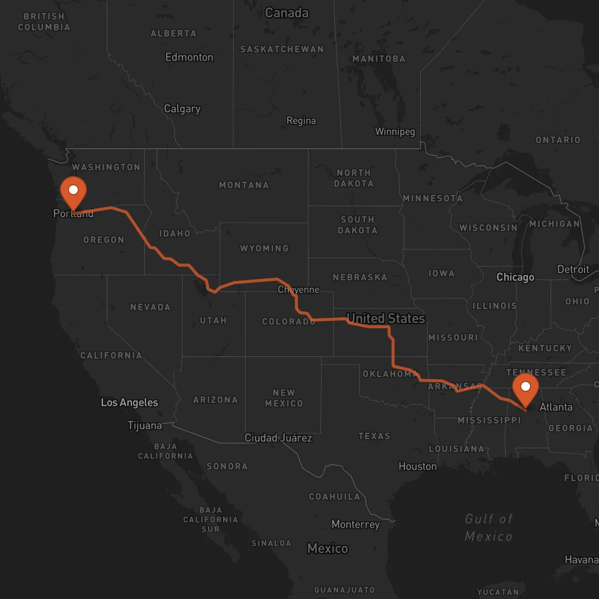 Ruta Birmingham - Portland