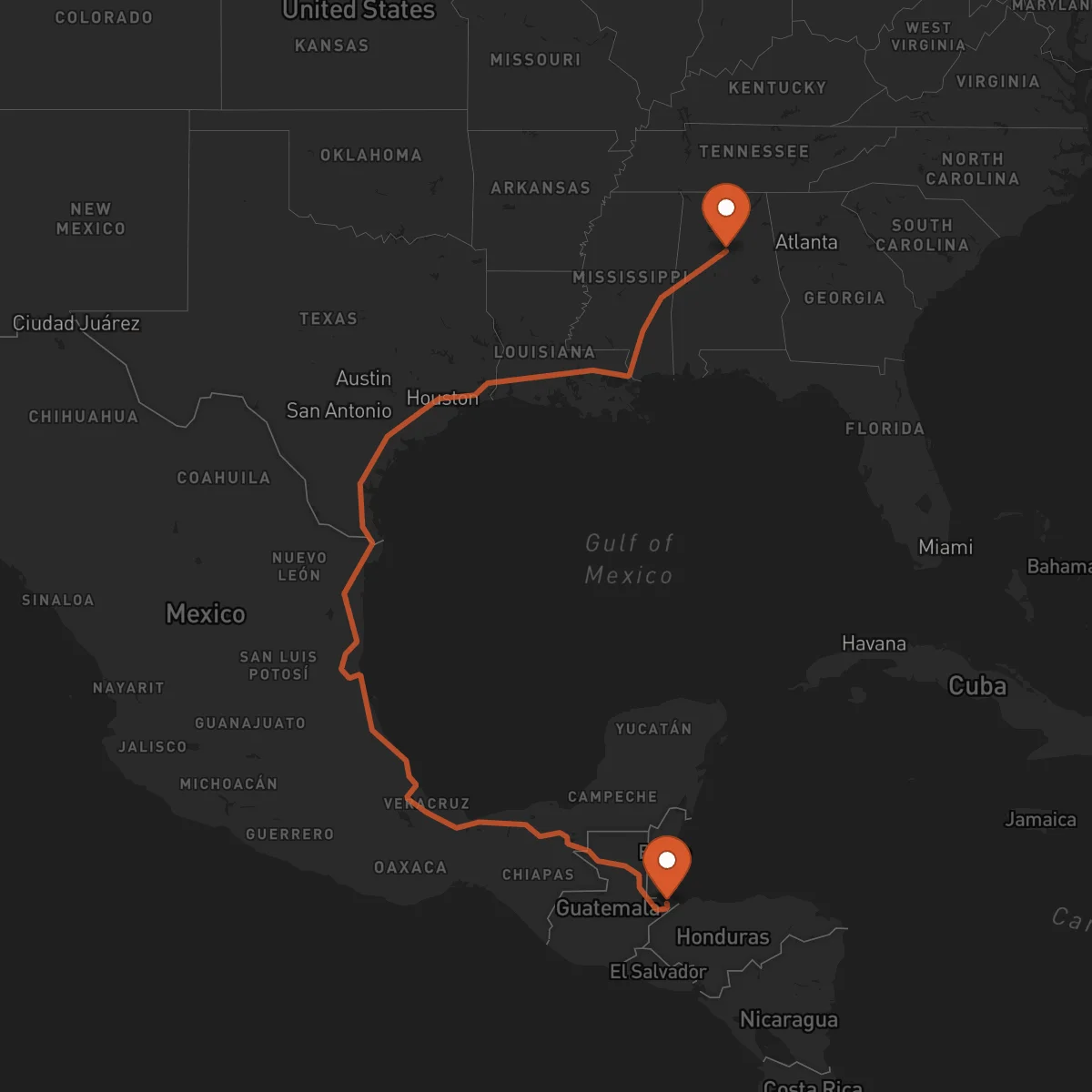 Ruta Birmingham - Puerto Barrios