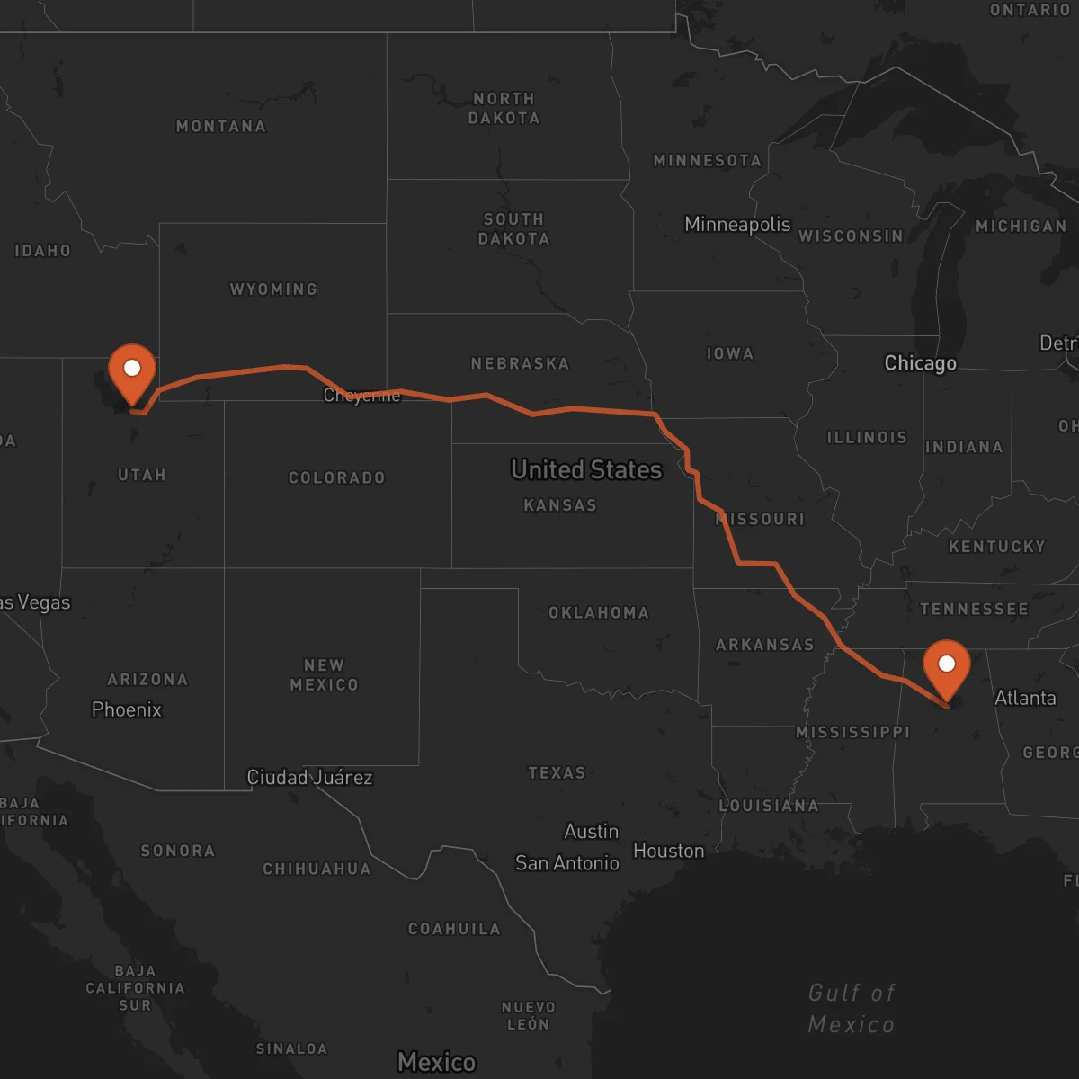 Ruta Salt Lake City - Birmingham