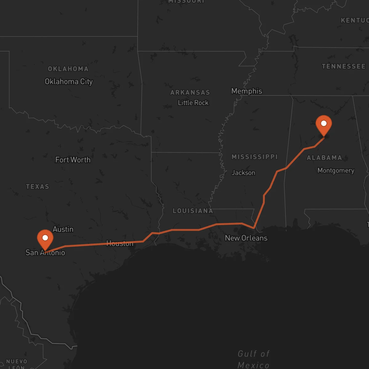 Ruta Birmingham - San Antonio