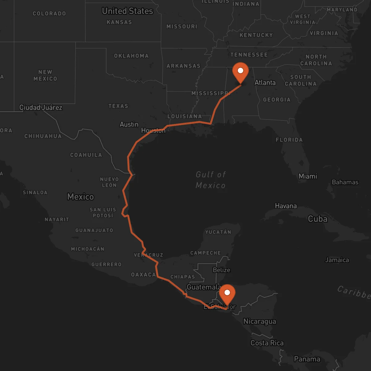 Ruta San Francisco Gotera - Birmingham