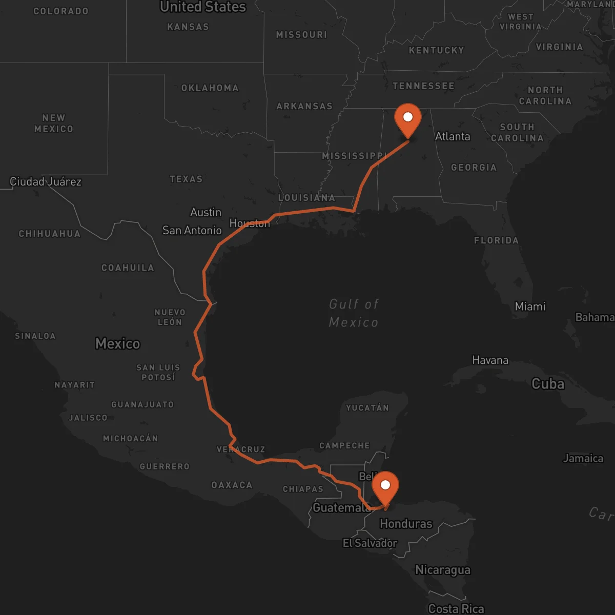 Ruta Birmingham - San Pedro Sula