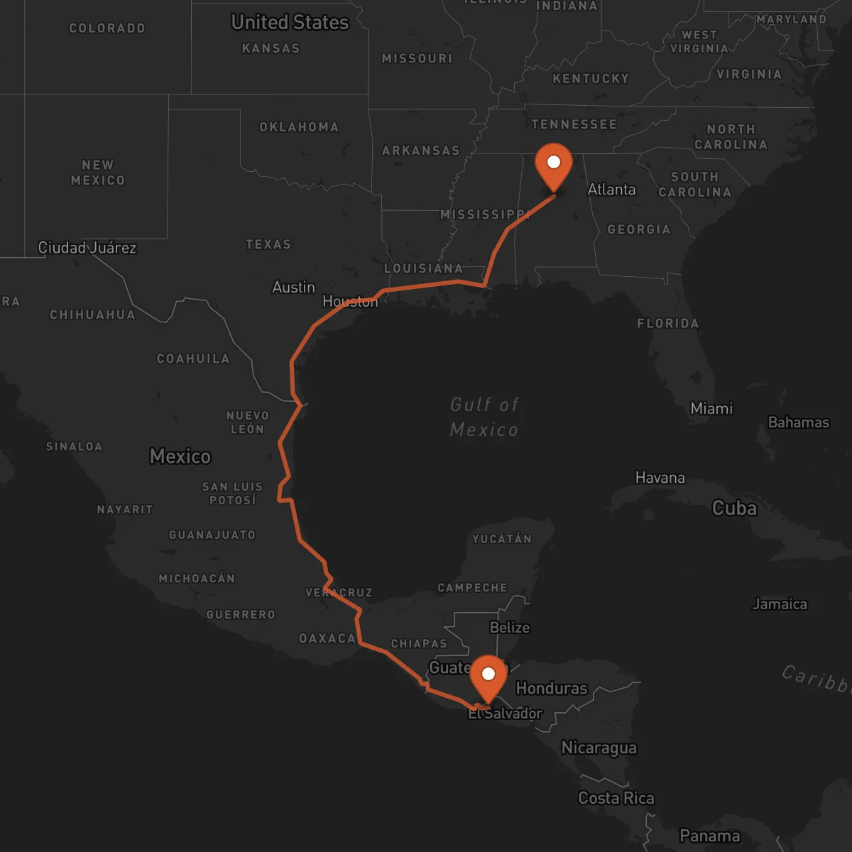 Ruta Santa Ana - Birmingham