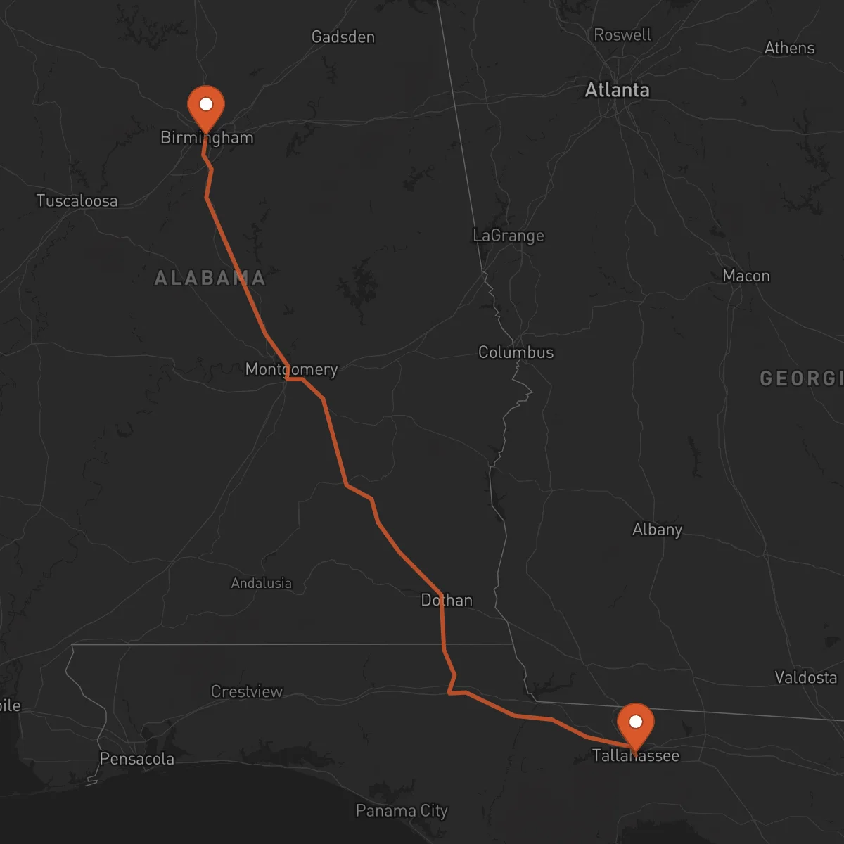 Ruta Birmingham - Tallahassee