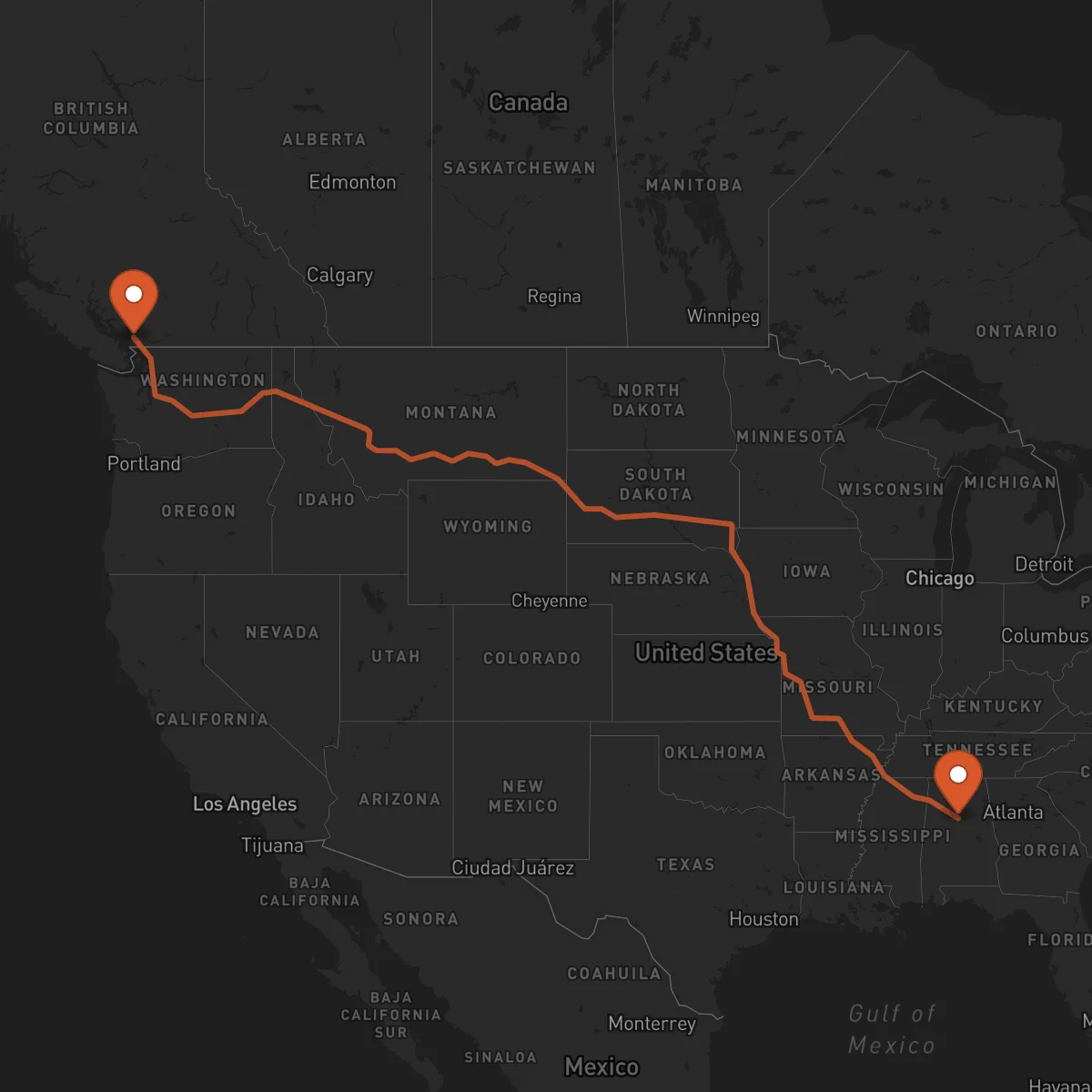 Ruta Vancouver - Birmingham