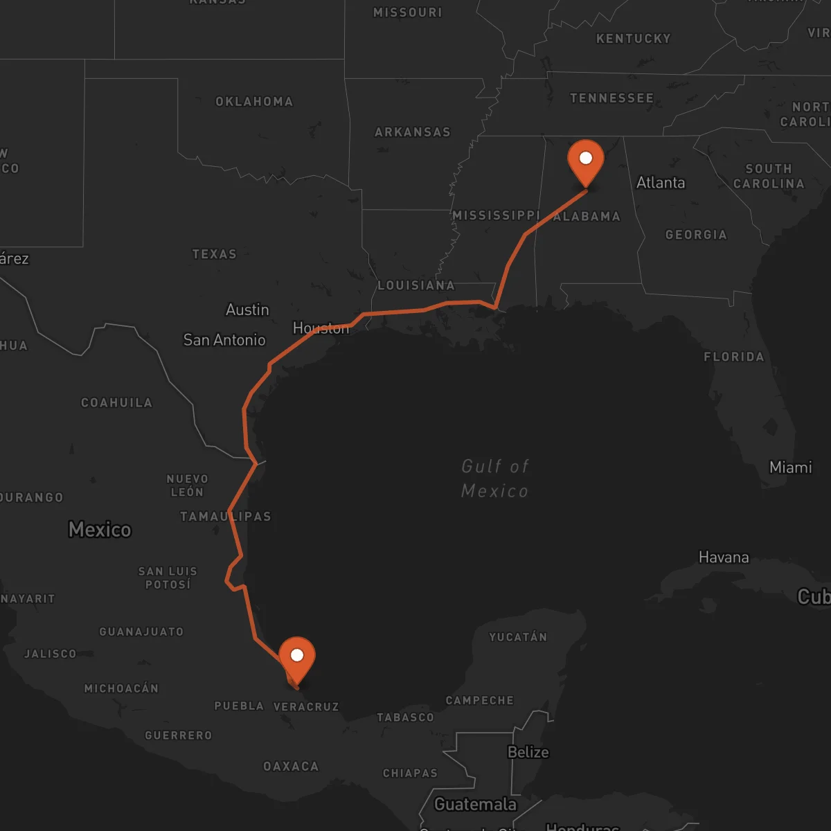 Ruta Birmingham - Veracruz