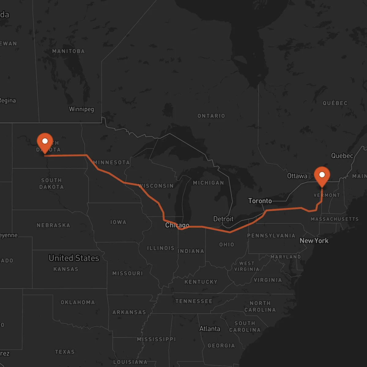 Ruta Burlington - Bismarck