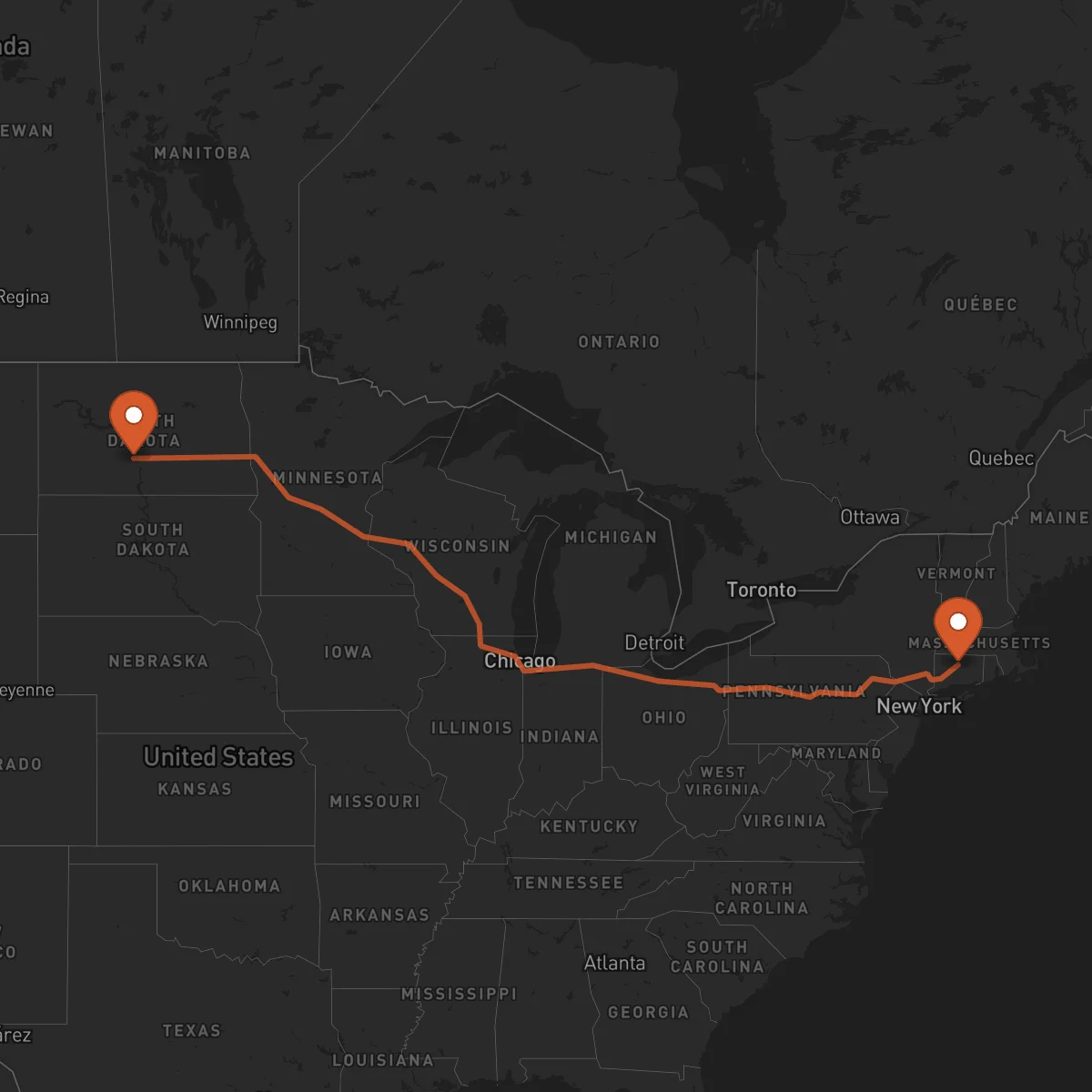 Ruta Bismarck - Hartford