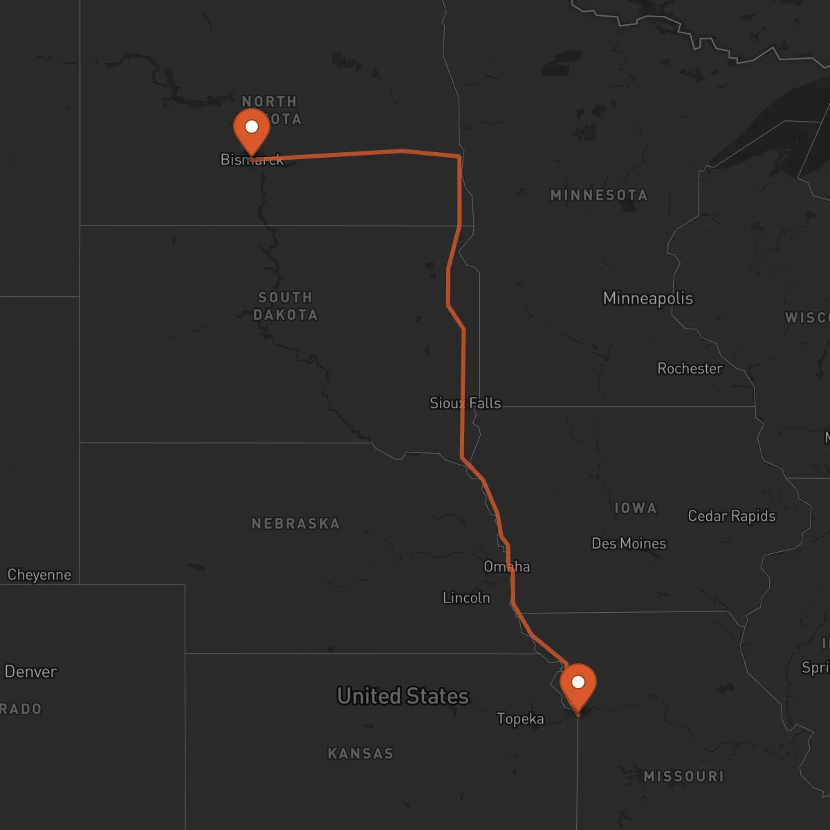 Ruta Bismarck - Kansas City