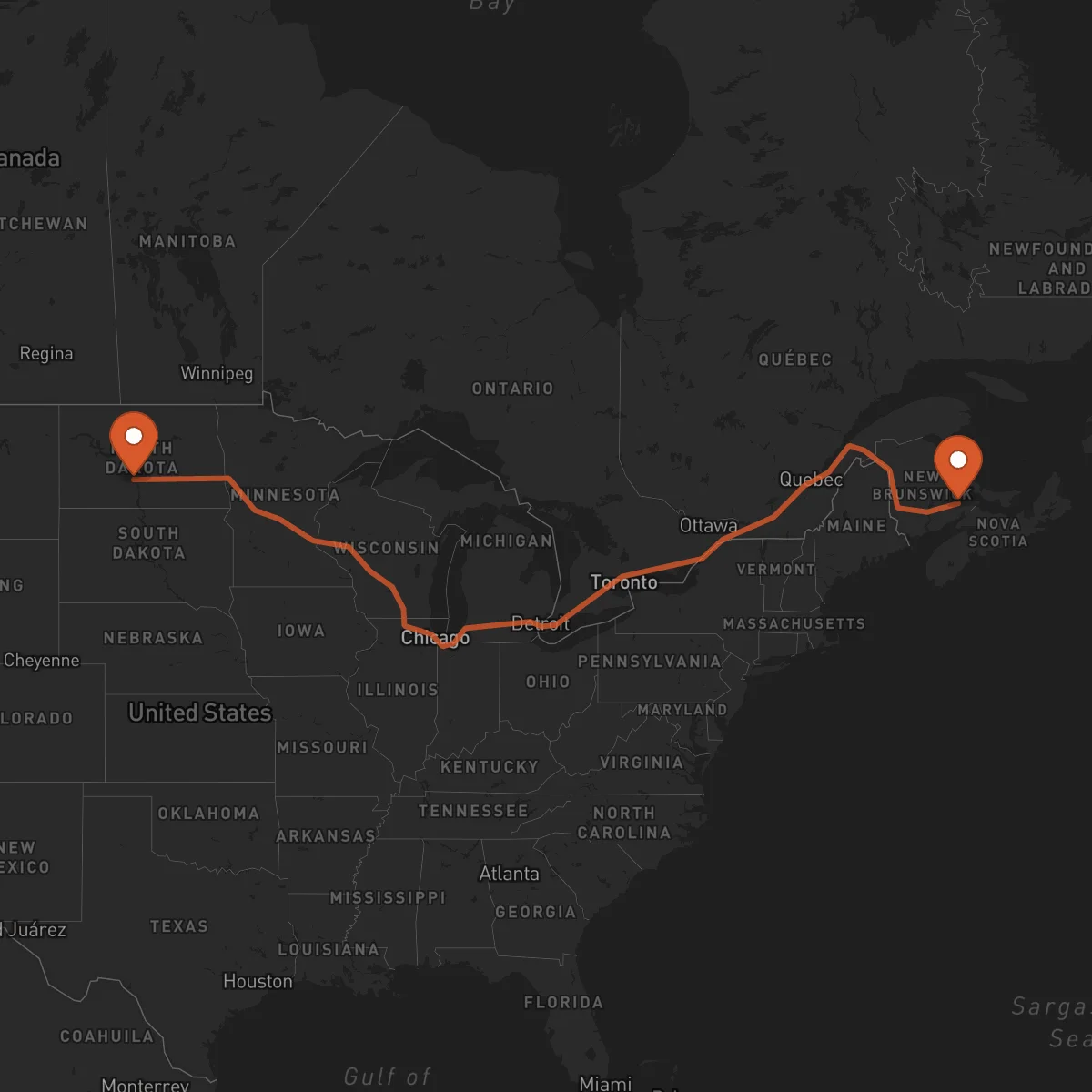 Ruta Moncton - Bismarck