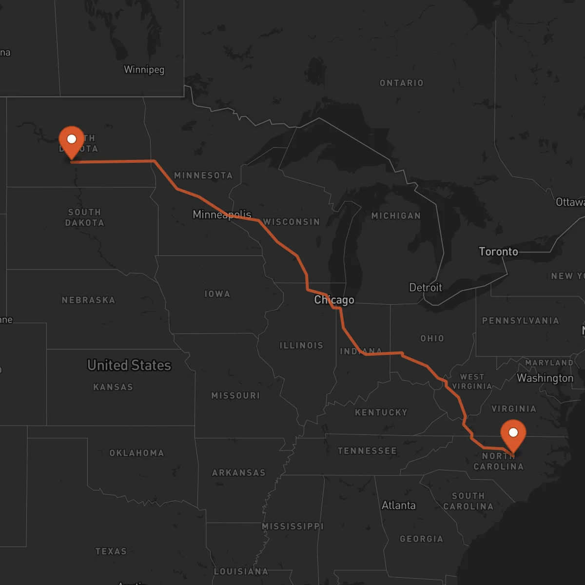 Ruta Raleigh - Bismarck