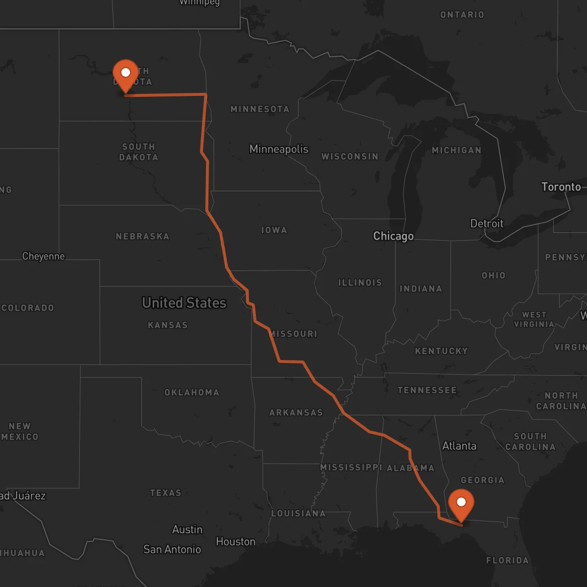 Ruta Bismarck - Tallahassee