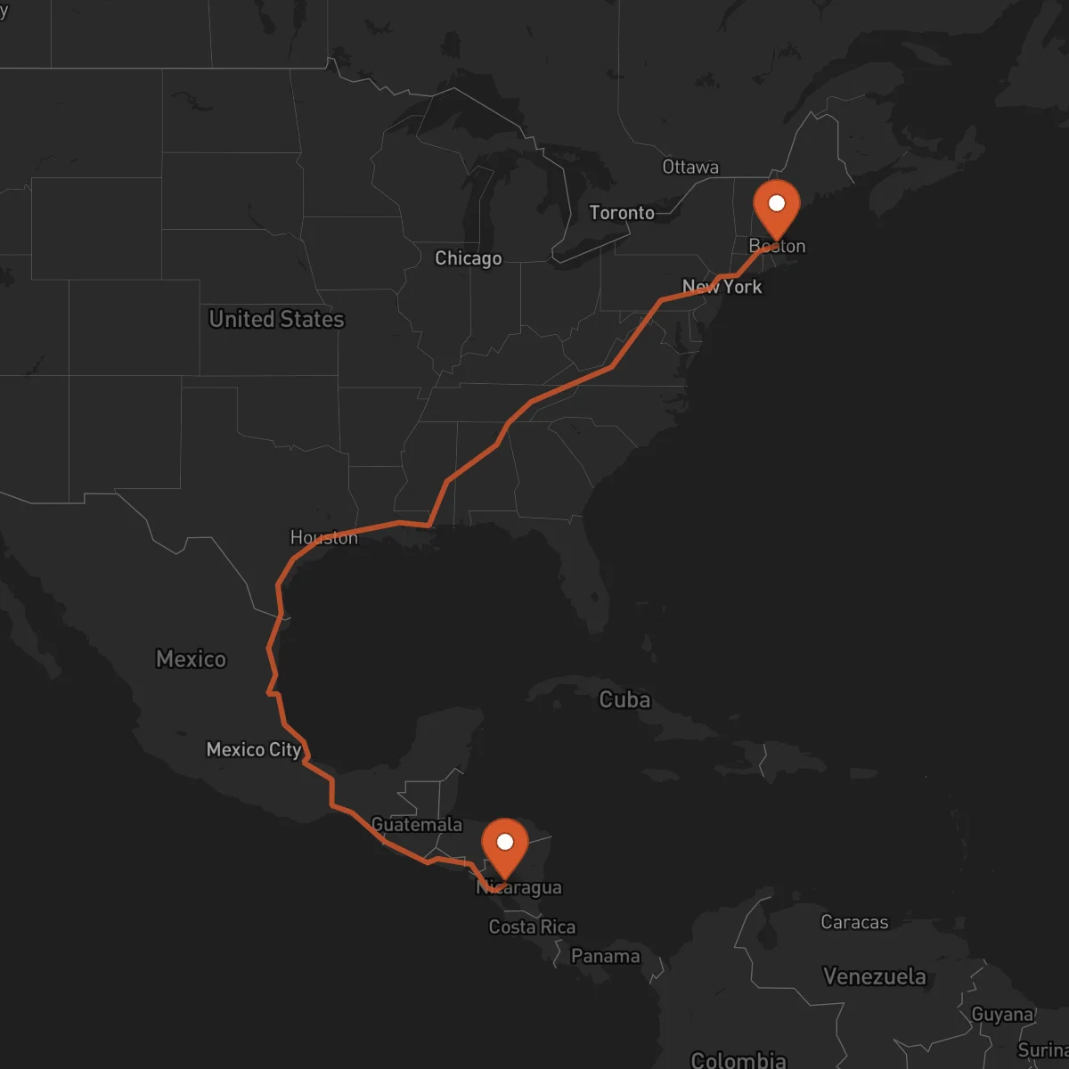 Ruta Boston - Boaco