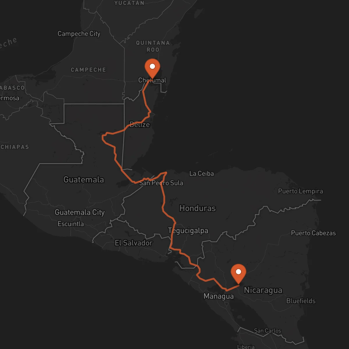 Ruta Boaco - Chetumal
