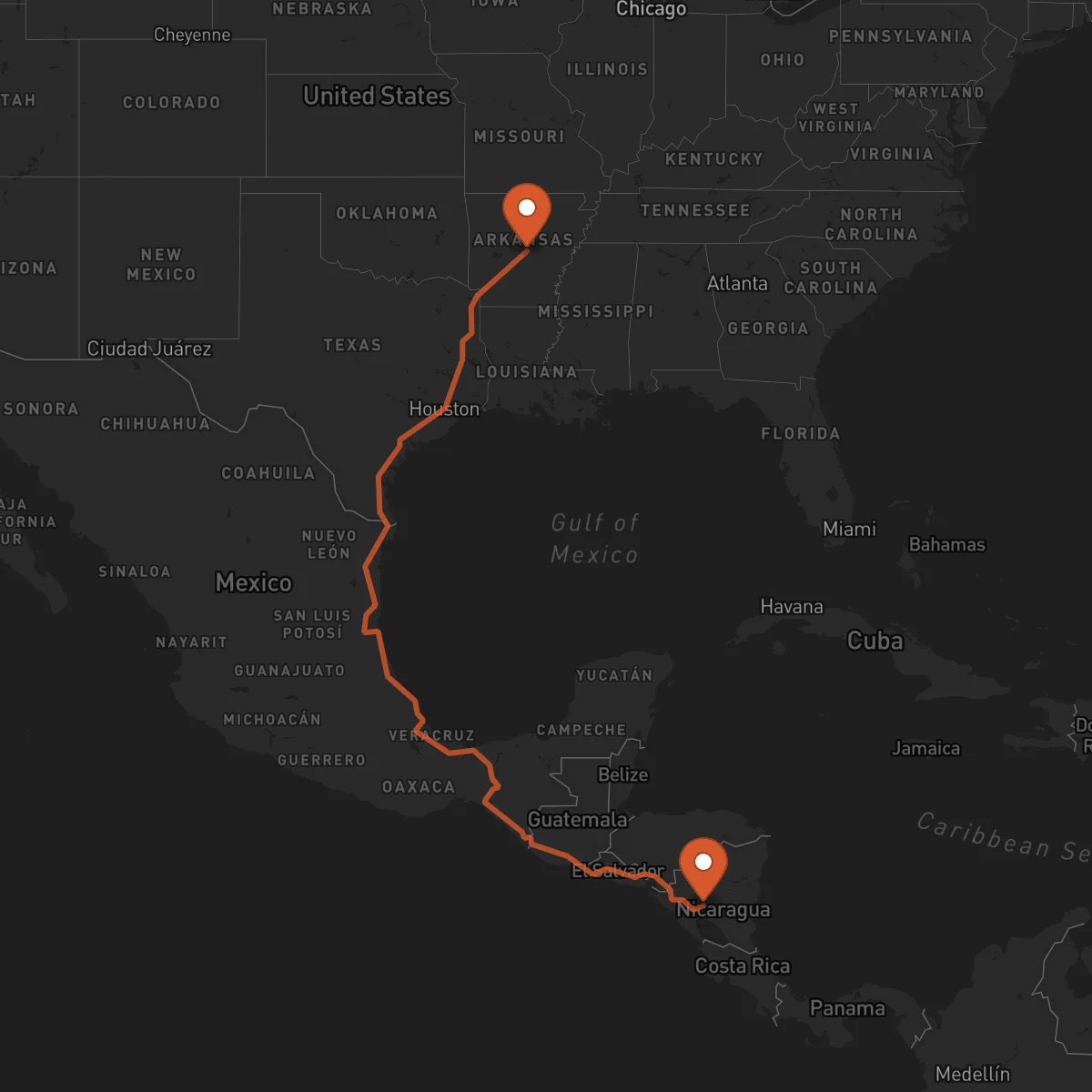 Ruta Little Rock - Boaco