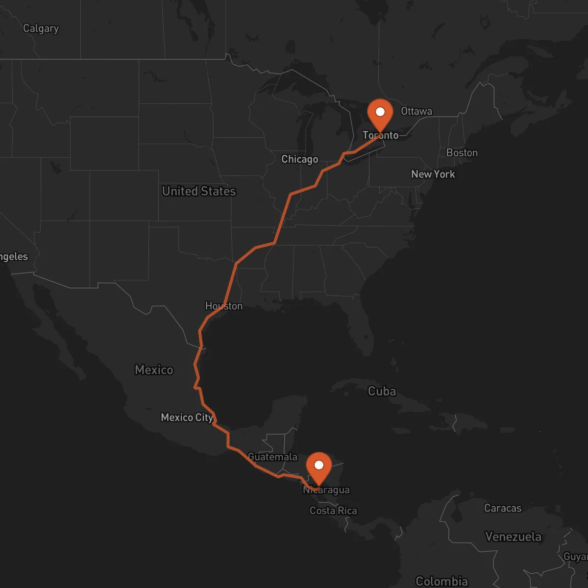 Ruta Toronto - Boaco