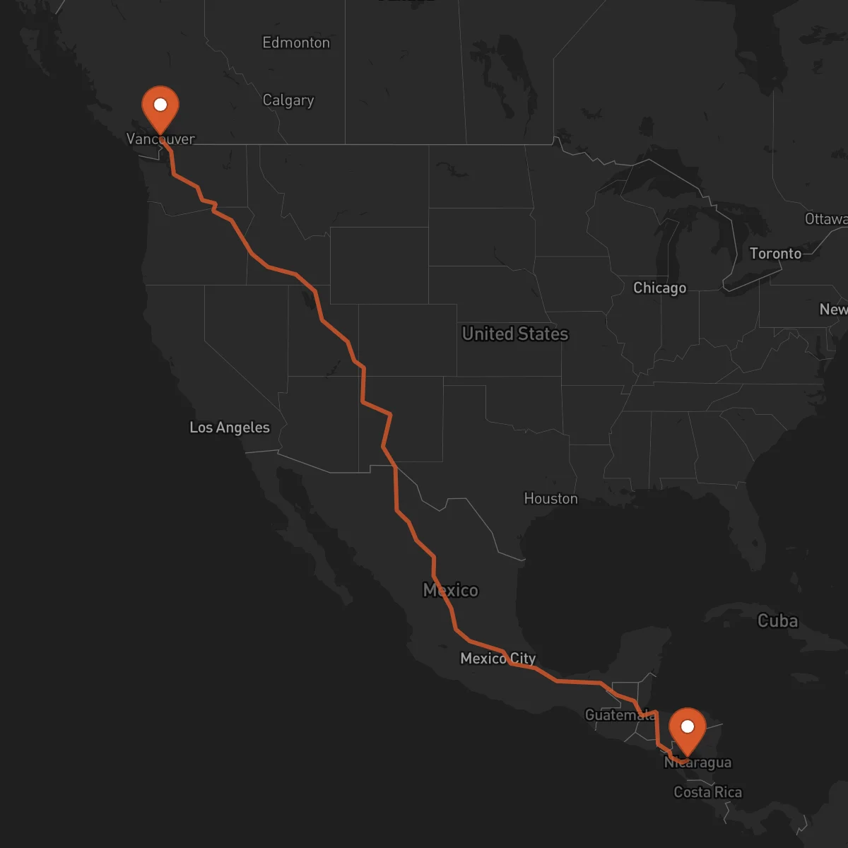Ruta Vancouver - Boaco