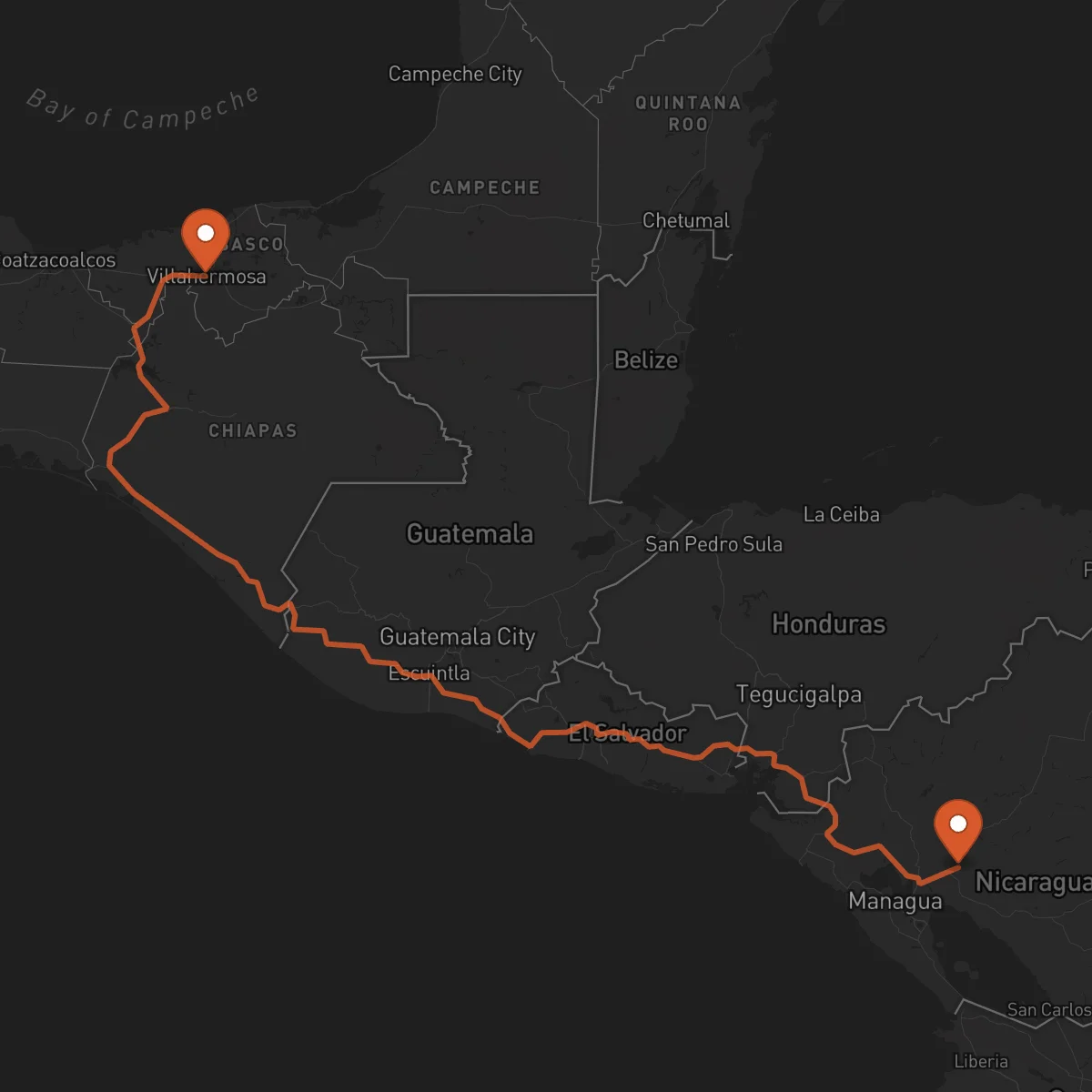 Ruta Boaco - Villahermosa