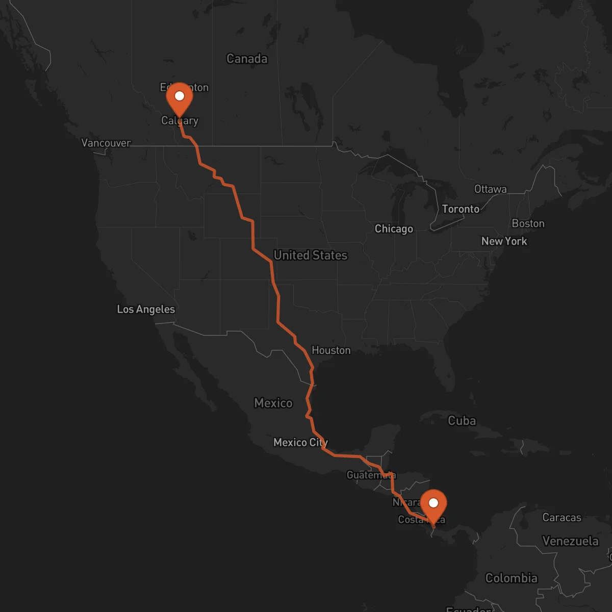 Ruta Calgary - Bocas del Toro