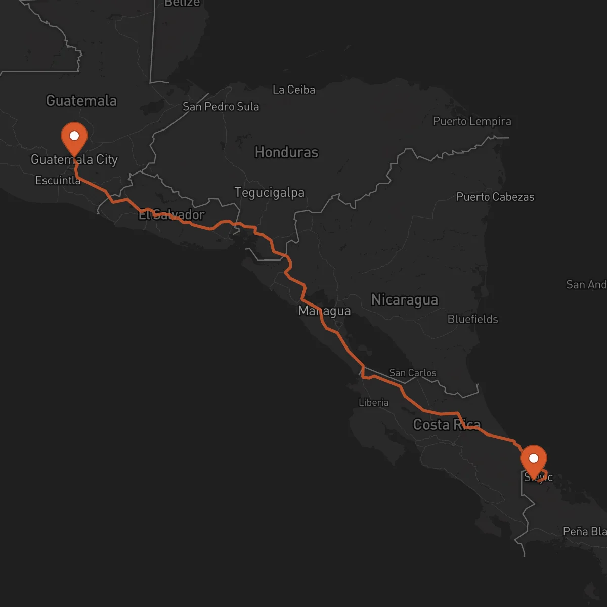 Ruta Bocas del Toro - Ciudad de Guatemala
