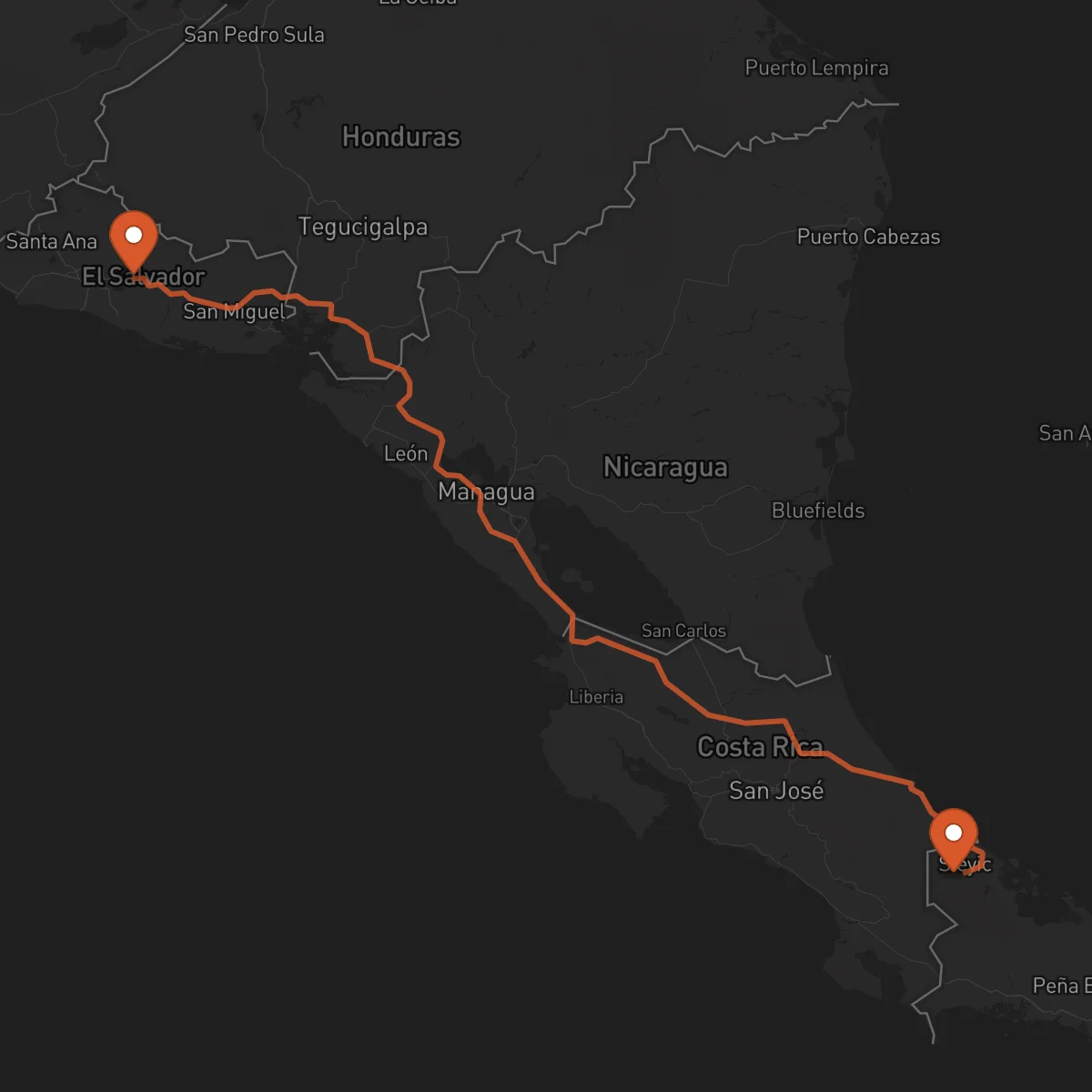 Ruta Cojutepeque - Bocas del Toro