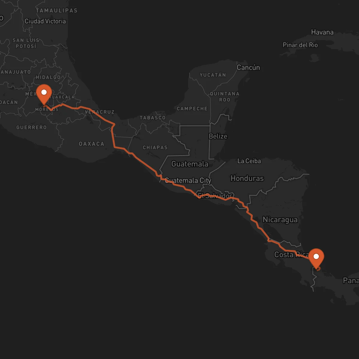 Ruta Cuernavaca - Bocas del Toro