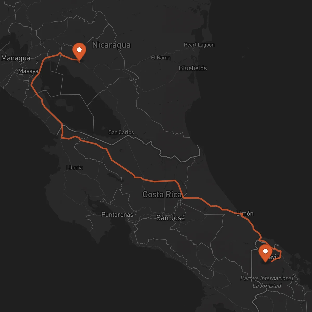 Ruta Juigalpa - Bocas del Toro