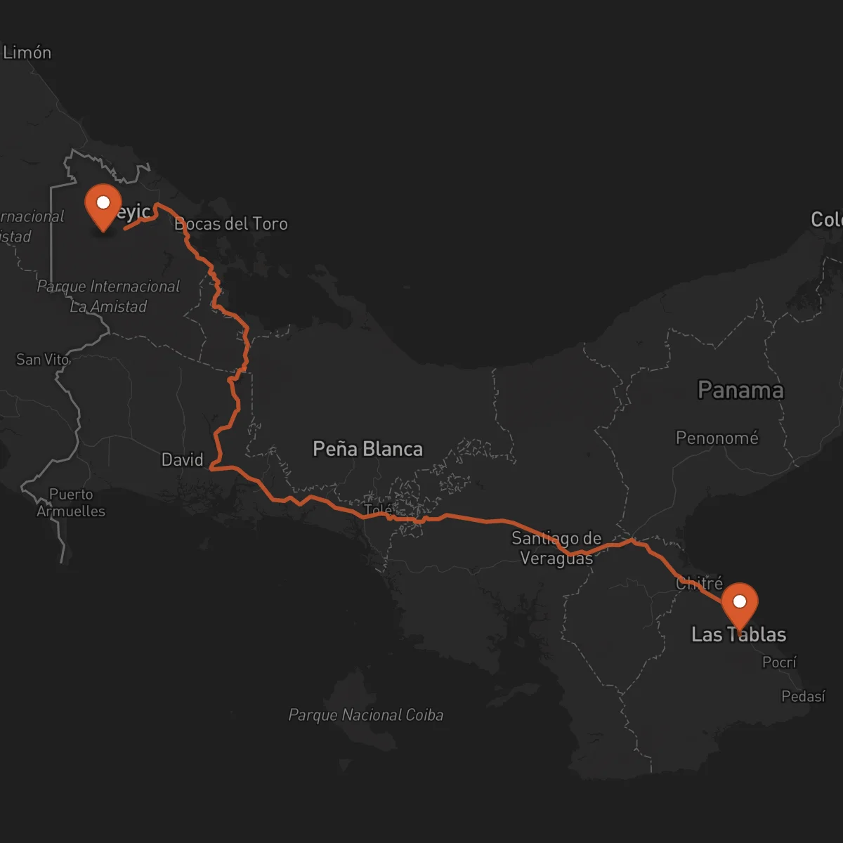 Ruta Las Tablas - Bocas del Toro