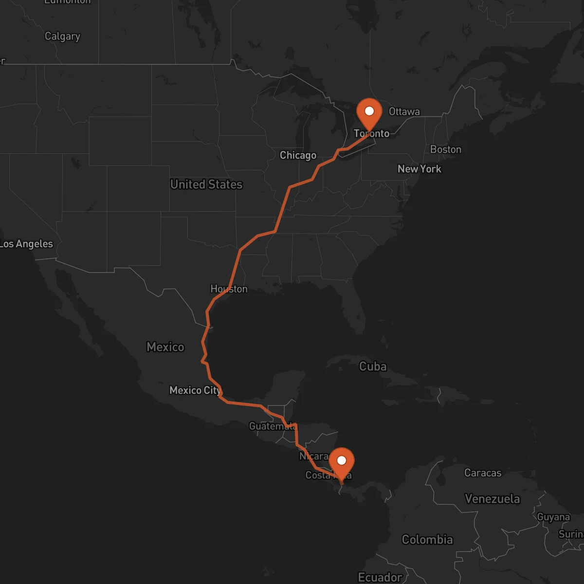 Ruta Mississauga - Bocas del Toro