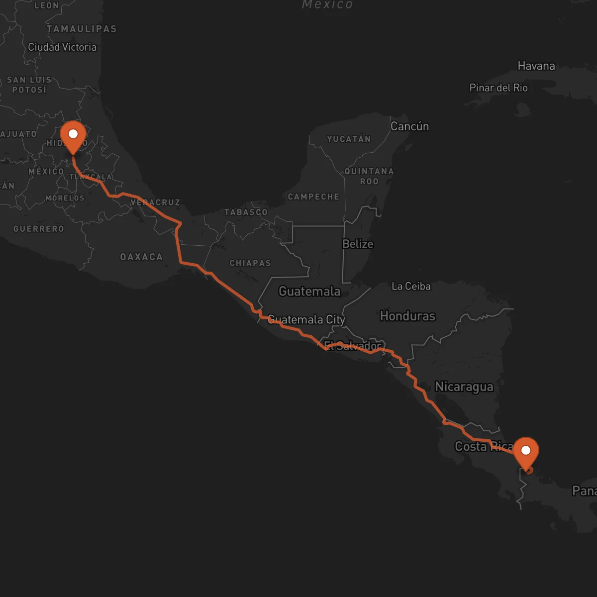 Ruta Bocas del Toro - Pachuca de Soto