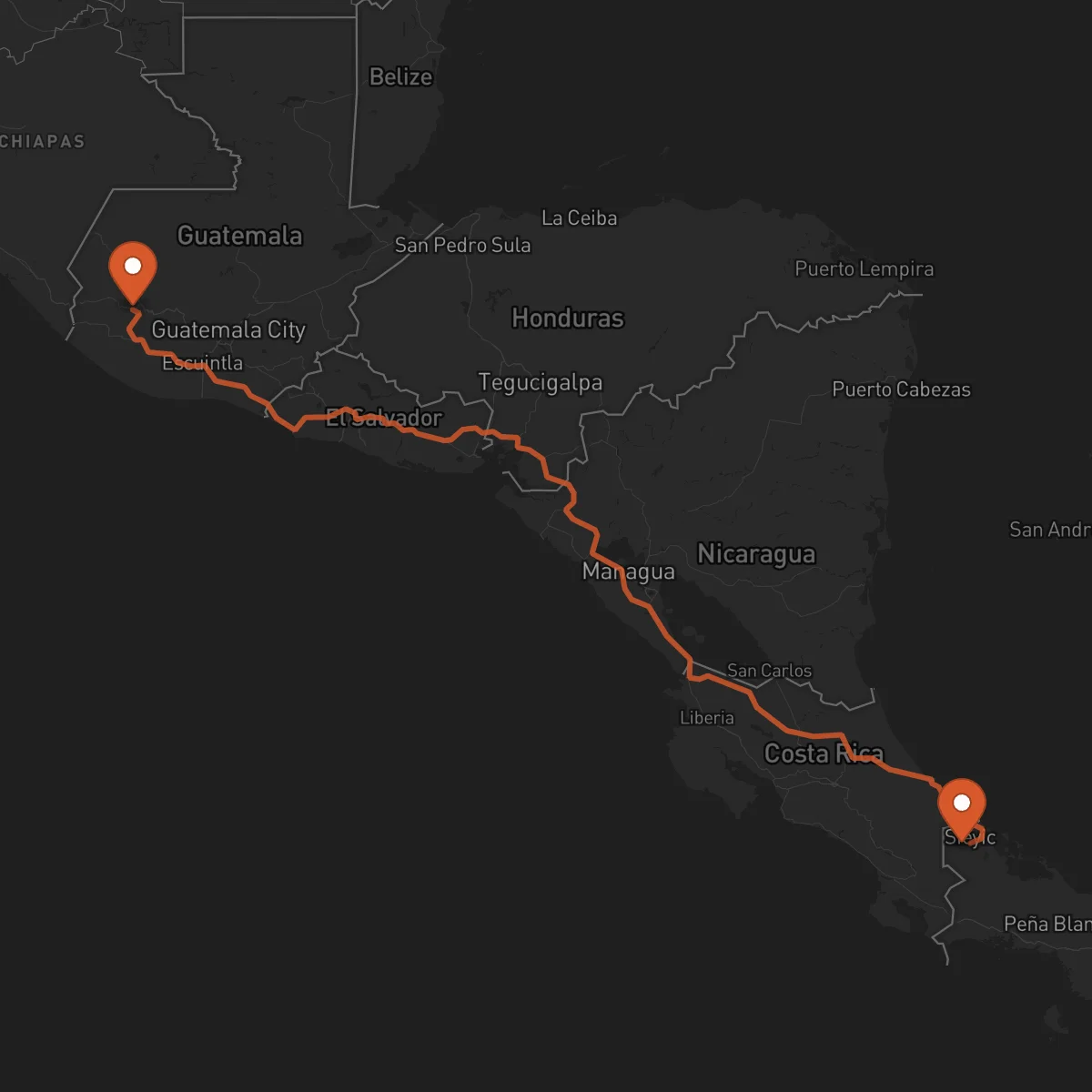 Ruta Quetzaltenango - Bocas del Toro