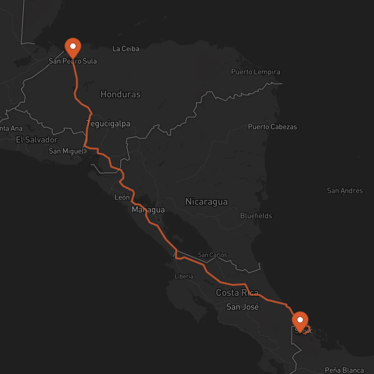 Ruta Bocas del Toro - San Pedro Sula
