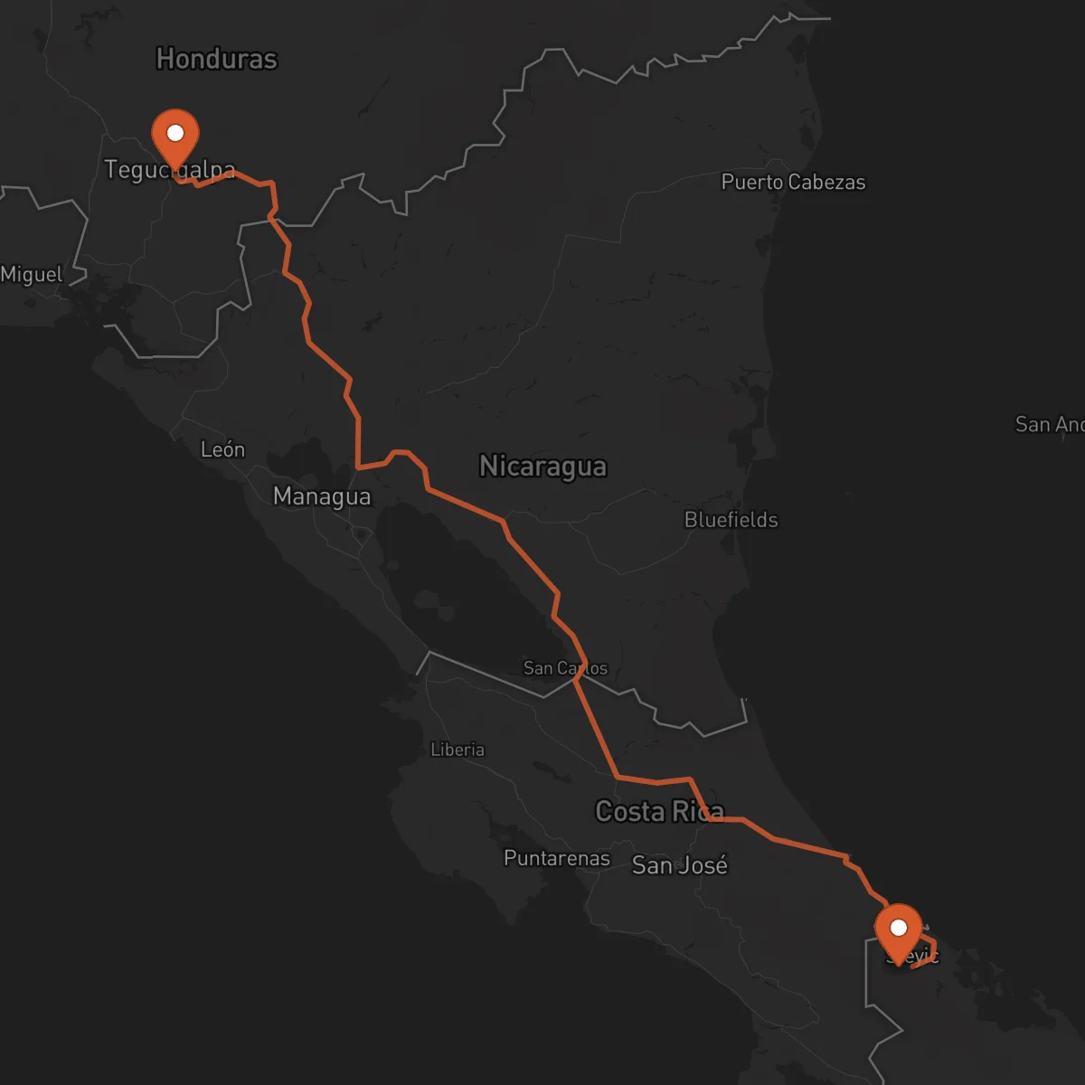 Ruta Bocas del Toro - Tegucigalpa